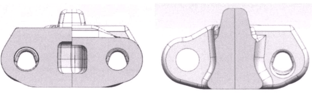 Fig. 3 Typiska sektioner av spårplattans gjutning