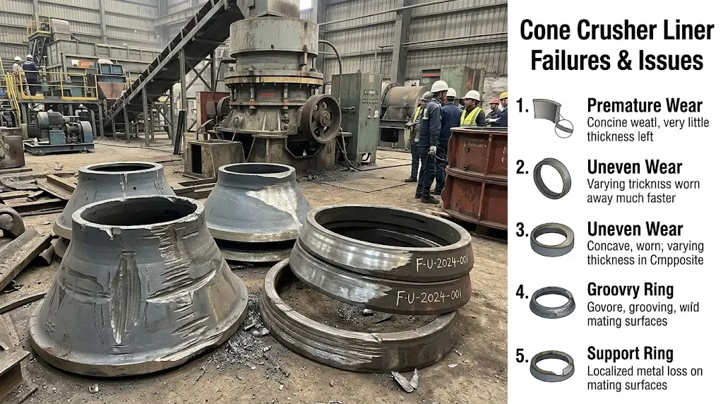 Guasti e problemi del rivestimento dei frantumatori a cono