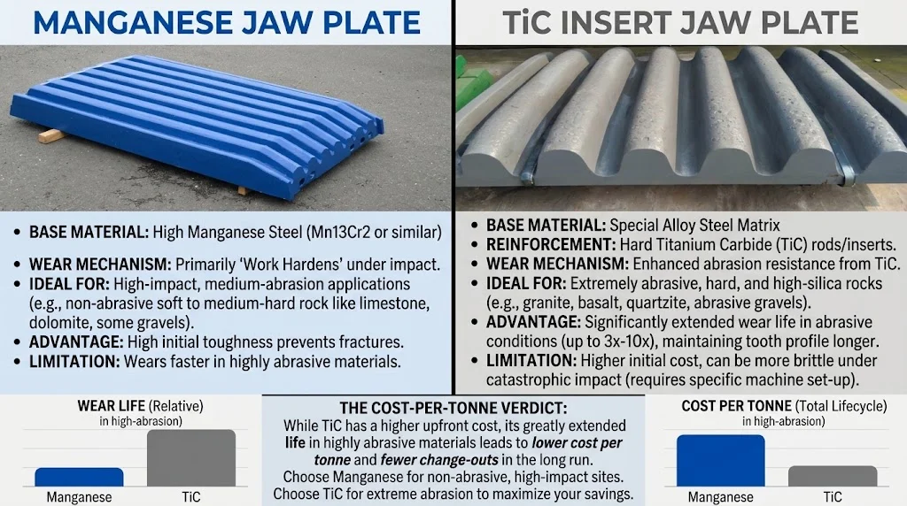Piastre mandibolari in manganese vs piastre mandibolari con inserti in TiC